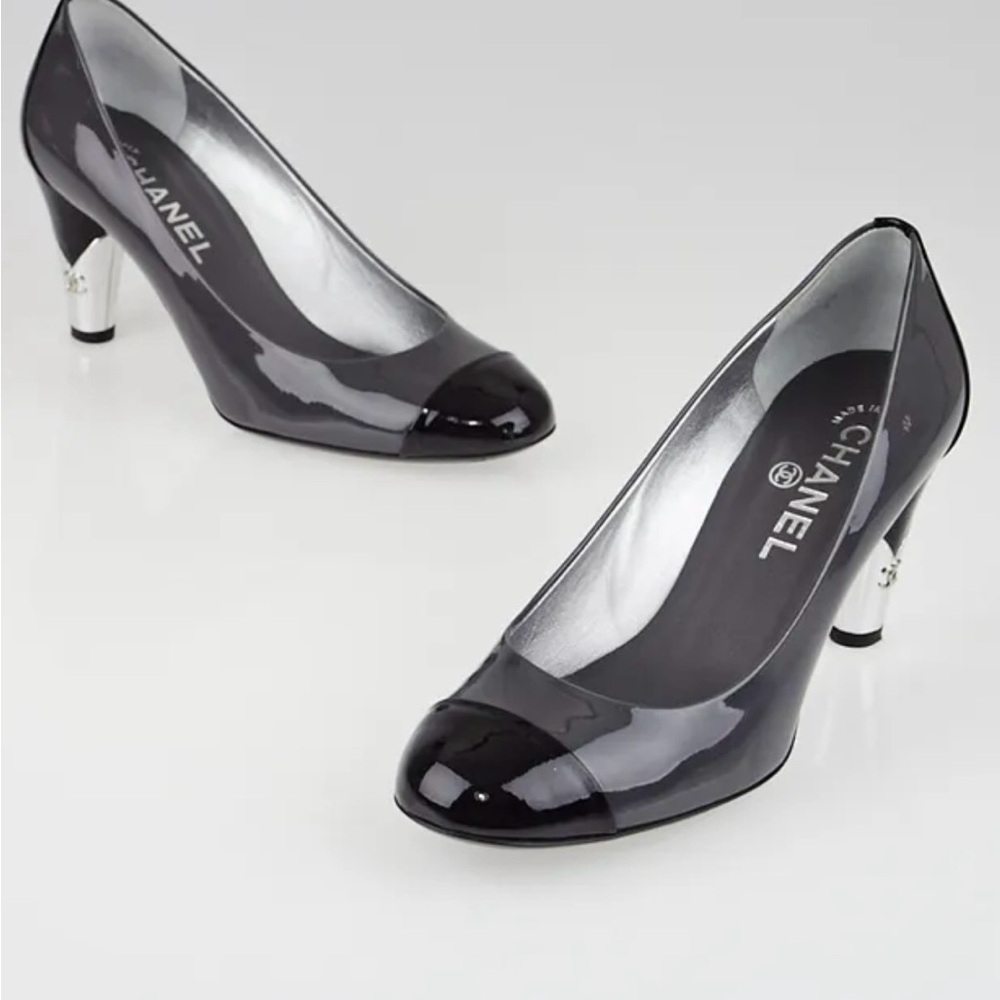 Chanel Black and Gray Heels with Sophisticated Two-Tone Design